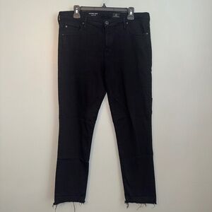 Adriano Goldschmied AG Prima Cigarette Jeans Black Raw Hem Size 33 Short